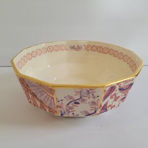 Masons Ironstone China Applique Hand Painted Decorative Octagonal Bowl 8"